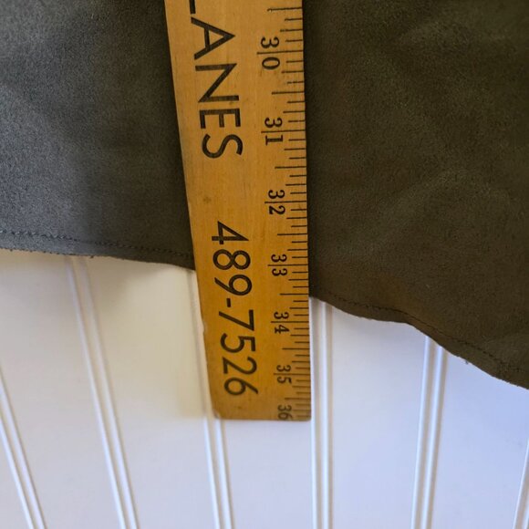 FDJ Faux Suede Boho Western Shirt Dress XS Olive Autumn Button-Down Pockets New - Picture 11 of 11